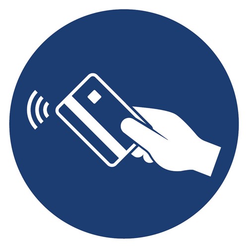 Safety icon showing a contactless payment